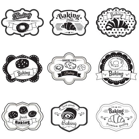 フレームのペストリー クロワッサン ロール パン イラスト ベクトルを設定します のイラスト素材 ベクタ Image