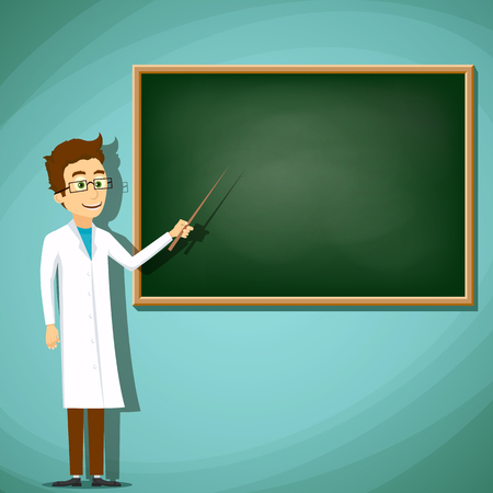 黒板の横に立っている白衣の人 数学の方程式 ストック漫画イラスト のイラスト素材 ベクタ Image