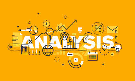 Thin Line Flat Design Banner For ANALYSIS Web Page Financial