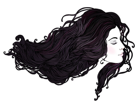 短いピクシーカットを持つ若いかわいい女性の肖像画 紫色の髪 白で分離されたベクトルイラスト 現代の女の子 の手描きの芸術 現代のストリートサブカルチャーは 女性のためのヘアカット のイラスト素材 ベクタ Image