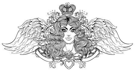 悲しみの女性 天の女王 聖母マリアの無原罪の心への献身 ベクトル図は 白で隔離 大人のための塗り絵 のイラスト素材 ベクタ Image 悲しみの女性 天の女王 聖母マリアの無原罪の心への献身 ベクトル図は 白で隔離 大人のための塗り絵 のイラスト素材 ベクタ Image