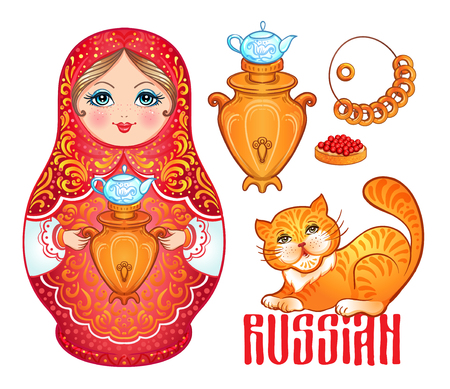 かわいいロシアの伝統的なネスティング人形ベクトルイラスト のイラスト素材 ベクタ Image
