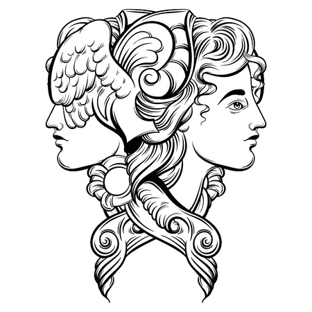 エルメスのベクター イラストです 手描きのアートワーク エルメスの翼と装飾的な要素を持つ肖像画を カード ポスター バナー T シャツの印刷のテンプレートです のイラスト素材 ベクタ Image エルメスのベクター イラストです 手描きのアートワーク エルメスの翼と装飾的な要素を持つ肖像画を カード ポスター バナー T シャツの印刷のテンプレートです のイラスト素材 ベクタ Image