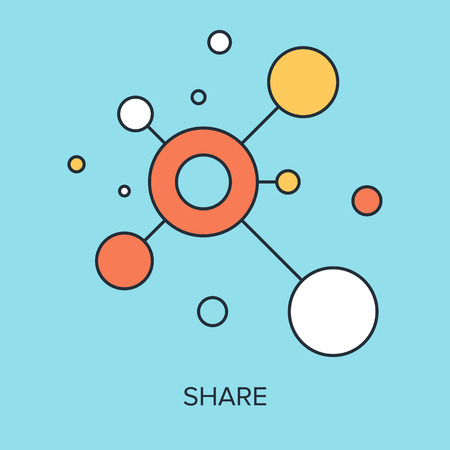 シェア フラット ライン デザイン概念のベクトル イラスト のイラスト素材 ベクタ Image