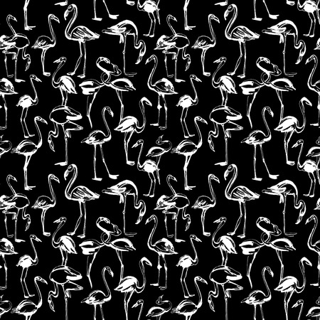ベクトル図熱帯のエキゾチックな鳥のフラミンゴ夏のシームレスなパターン 白黒反転のイラスト素材 ベクタ Image ベクトル図熱帯のエキゾチックな鳥のフラミンゴ夏のシームレスなパターン 白黒反転のイラスト素材 ベクタ Image
