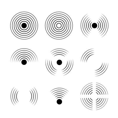 Cercle d'icône d'onde sonore de signal. onde de symbole de bruit graphique numérique sonique vecteur d'impulsion Banque d'images