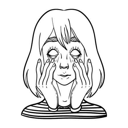 エッチングベクトルイラスト ステッカーが刻まれています 暗いユーモアのジョーク 現代のストリートアート作品 かわいい髪と3つの目を持つ狂気の女の子の頭の手描きのスケッチ のイラスト素材 ベクタ Image エッチングベクトルイラスト ステッカーが刻まれています 暗いユーモアのジョーク 現代のストリートアート作品 かわいい髪と3つの目を持つ狂気の女の子の頭の手描きのスケッチ のイラスト素材 ベクタ Image