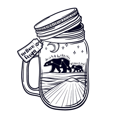 美しい瓶と北のクマ 月と星 エベレストを印刷します ベクトルの図 バーでカクテル イラストや塗り絵をタトゥーします のイラスト素材 ベクタ Image 美しい瓶と北のクマ 月と星 エベレストを印刷します ベクトルの図 バーでカクテル イラストや塗り絵をタトゥーします のイラスト素材 ベクタ Image