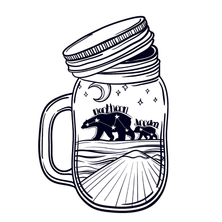 美しい瓶と北のクマ 月と星 エベレストを印刷します ベクトルの図 バーでカクテル イラストや塗り絵をタトゥーします のイラスト素材 ベクタ Image 美しい瓶と北のクマ 月と星 エベレストを印刷します ベクトルの図 バーでカクテル イラストや塗り絵をタトゥーします のイラスト素材 ベクタ Image