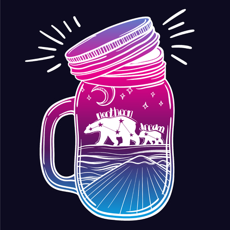 美しい瓶と北のクマ 月と星 エベレストを印刷します ベクトルの図 バーでカクテル イラストや塗り絵をタトゥーします のイラスト素材 ベクタ Image 美しい瓶と北のクマ 月と星 エベレストを印刷します ベクトルの図 バーでカクテル イラストや塗り絵をタトゥーします のイラスト素材 ベクタ Image