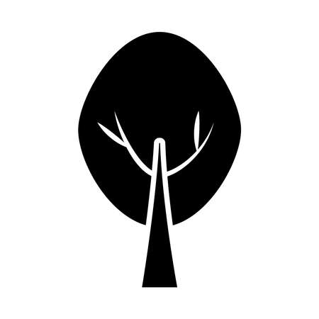 Oval shaped tree silhouette style icon design, nature plant season environment natural and ecology theme vector illustration Фото со стока
