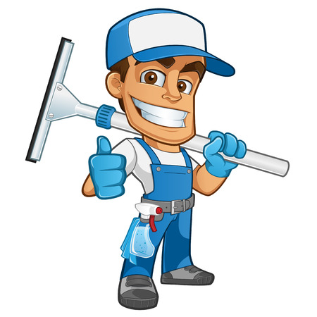 Sympathetic Glass Cleaner He Will Dress In Work Clothes Illustration