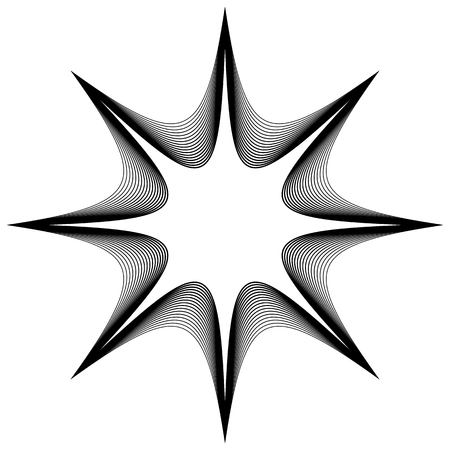 black and white circular element concentric radial lines with