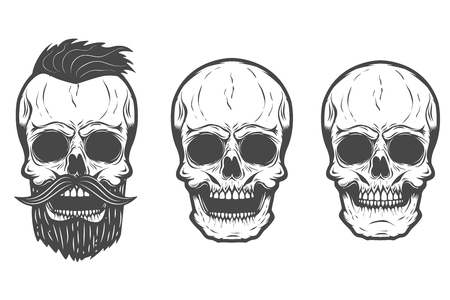 skull with beard and mustache hipster style for creative fashion skull with beard and mustache hipster style for creative fashion
