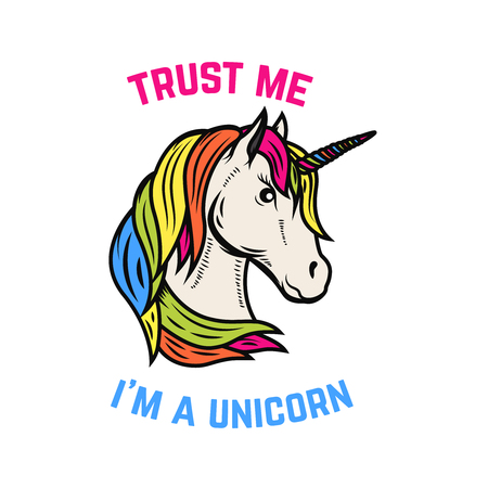 ユニコーン ヘッド ピクセル アート ゲーム 虹色の髪を持つベクトル ユニコーンの顔 子供のためのかわいい漫画のキャラクターのイラスト素材 ベクタ Image