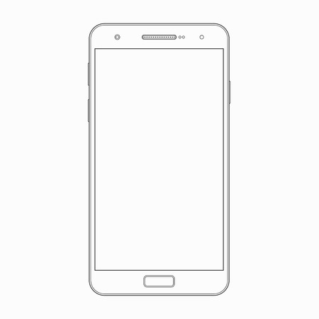 smartphone outline template vector wireframe contour of modern cellphone template