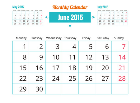 calendars for june and july 2015