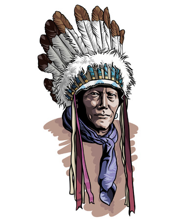 チーフヘッドアドレスベクターイラストとネイティブアメリカンの肖像画 インドのチーフヘッドドレスを着たアパッチの男 のイラスト素材 ベクタ Image チーフヘッドアドレスベクターイラストとネイティブアメリカンの肖像画 インドのチーフヘッドドレスを着たアパッチの男 のイラスト素材 ベクタ Image
