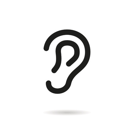 ear outline vector icon black pictogram isolated on a white