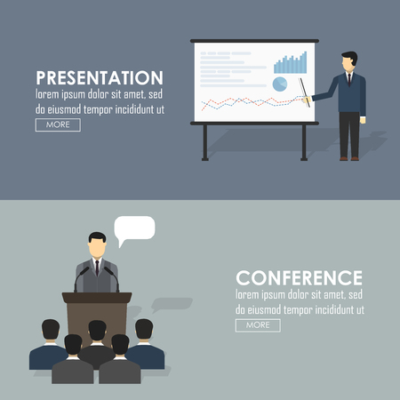 Public speaking flat icons set of business presentation political debates figure speech isolated vector illustration Public speaking flat icons set of business presentation political debates figure speech isolated vector illustration