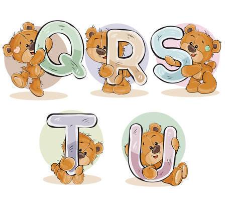 面白いテディベアと英語のアルファベットの文字をベクトルを設定します のイラスト素材 ベクタ Image 面白いテディベアと英語のアルファベットの文字をベクトルを設定します のイラスト素材 ベクタ Image
