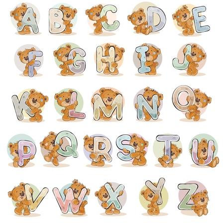 面白いテディベアと英語のアルファベットの文字をベクトルを設定します のイラスト素材 ベクタ Image 面白いテディベアと英語のアルファベットの文字をベクトルを設定します のイラスト素材 ベクタ Image