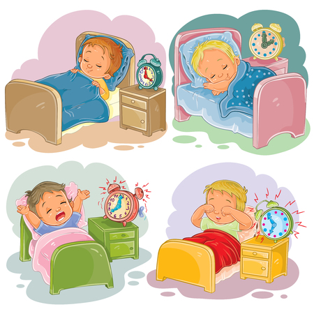 クリップ アート イラスト赤ちゃん睡眠 朝の目覚め 分離にホワイトのセット の写真素材 画像素材 Image