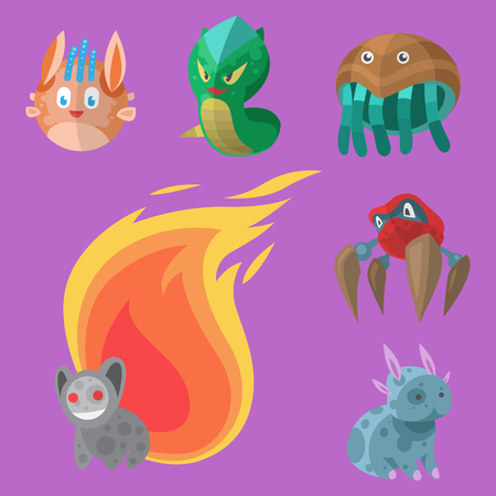 面白い漫画モンスターかわいい外国人キャラクター クリーチャー幸せ悪魔カラフルな動物イラスト のイラスト素材 ベクタ Image