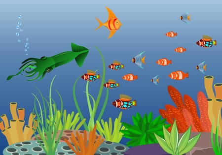 水中シーン 海自力深海魚 サンゴ ベクトル イラスト のイラスト素材 ベクタ Image 水中シーン 海自力深海魚 サンゴ ベクトル イラスト のイラスト素材 ベクタ Image