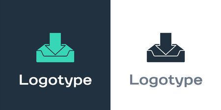 Logotype Download Inbox Icon Isolated On White Background Logo