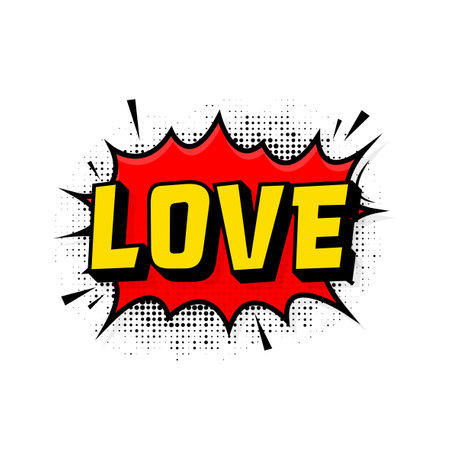 Love in vintage style. cartoon style vector. pop art. vector text. wow effect. Фото со стока