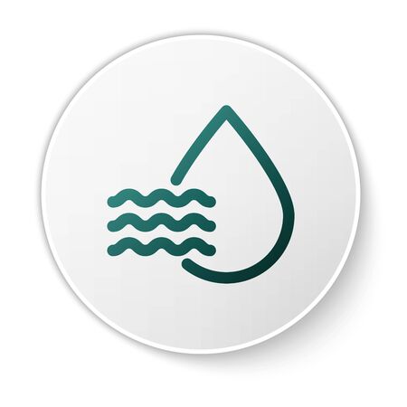 Green water drop percentage icon isolated on white background. humidity analysis. white circle button. vector illustration