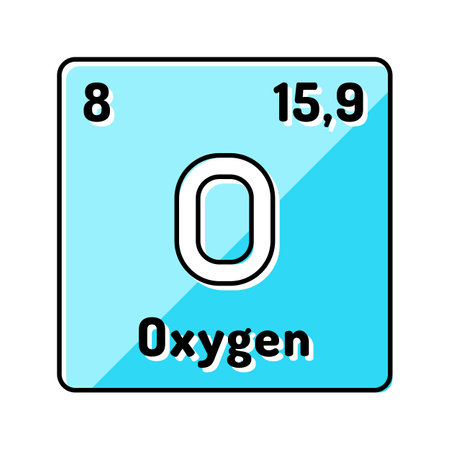 Oxygen chemical element color icon vector illustration