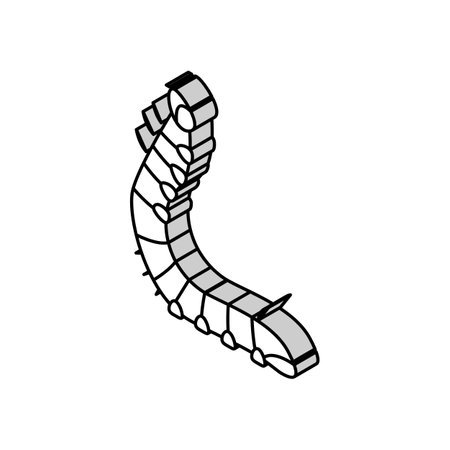 gray segmented worm isometric view clip art preview