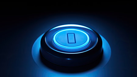 Photograph blue electric power button