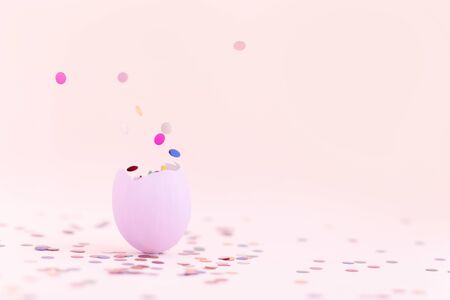 Purple Easter Eggshell On Pastel Pink Background With Flying Stock Photo Picture And Royalty Free Image Image 139511400
