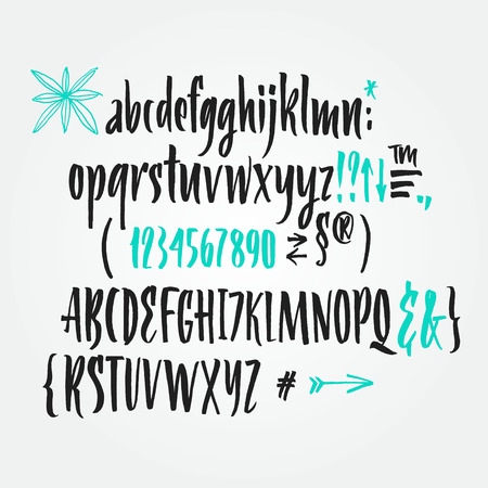 handwritten script font brush font lowercase uppercase numbers