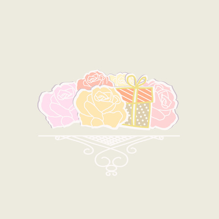 落ち着いたパステル カラーの特別の日に愛する人や恋人の中心部に寄り添うギフト ボックスとバラの美しい花束のレトロなスタイルのイラスト のイラスト素材 ベクタ Image 落ち着いたパステル カラーの特別の日に愛する人や恋人の中心部に寄り添うギフト ボックスとバラの美しい花束のレトロなスタイルのイラスト のイラスト素材 ベクタ Image