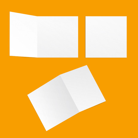 template square postcards on a yellow background back and front
