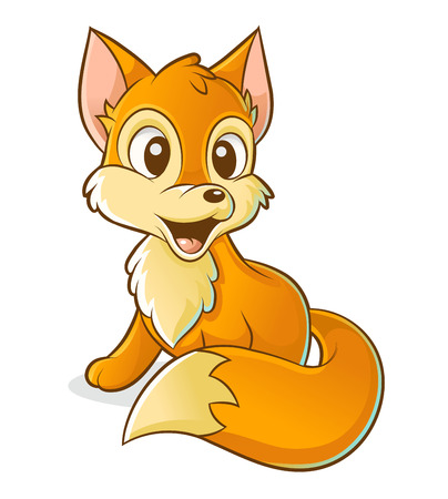 Vector cartoon fox on white background