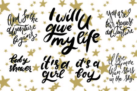 カード プリント ベビーシャワー 装飾のための世界へようこそ手描きのレタリング グランジ テクスチャイラスト のイラスト素材 ベクタ Image