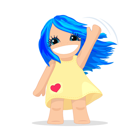 Character with blue hair and yellow dress. Character with blue hair and yellow dress.