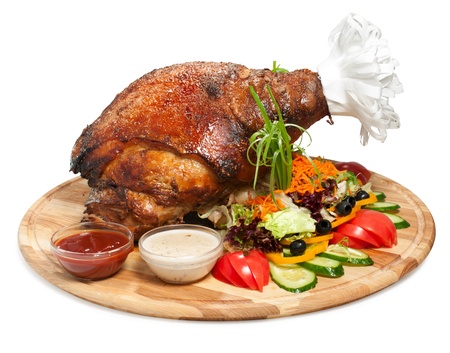 grilled pork: Delicious thịt lợn đùi nướng với rau củ