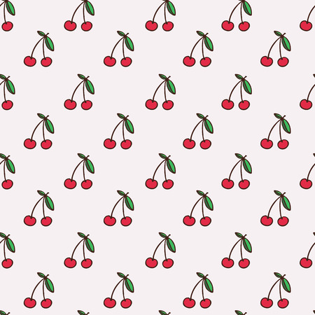 白い背景と緑の葉と赤いサクランボの模様のイラスト素材 ベクタ Image 白い背景と緑の葉と赤いサクランボの模様のイラスト素材 ベクタ Image
