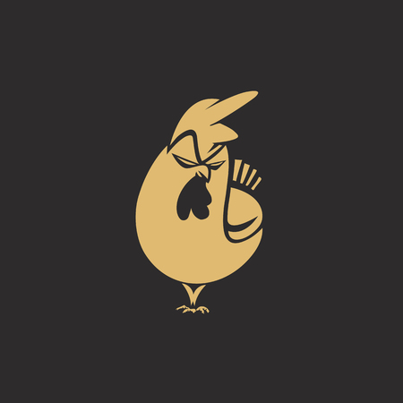 A minimal logo of angry golden chicken vector illustration