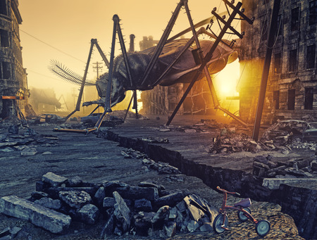 Giant insects destroy the city. 3D concept Stock Photo - 71132463