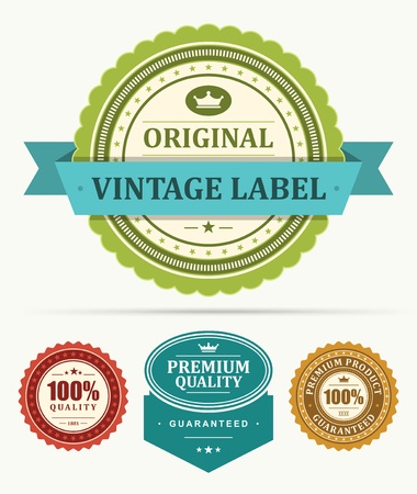 Vintage labels and ribbon set design elements Stock Photo