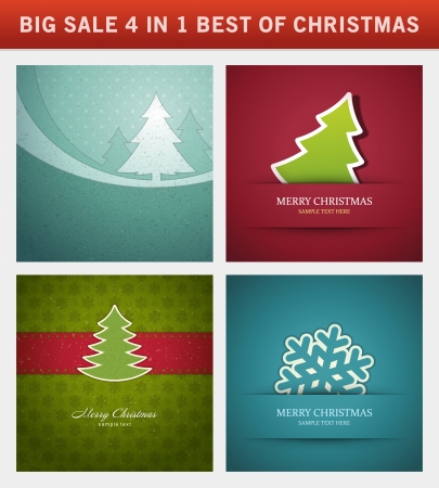 christmas vector backgrounds set greeting cards banners or invitations big sale 4 in 1 holiday - Big Greeting Cards christmas vector backgrounds set greeting cards banners or invitations big sale 4 in 1 holiday - Big Greeting Cards