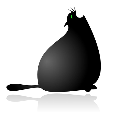 Fat Cat Yawning Vector Illustration