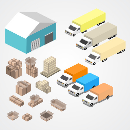 倉庫や物流機器のアイコンを設定します ベクトル イラスト集 のイラスト素材 ベクタ Image